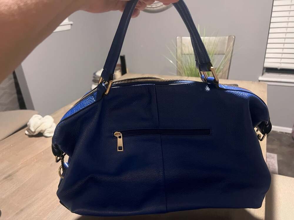 Ora Delphine Royal Blue Leather Shoulder Bag Satchel